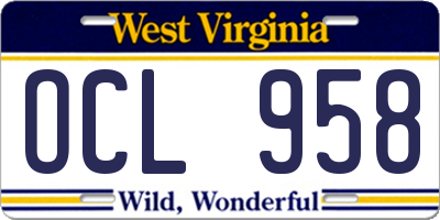 WV license plate OCL958