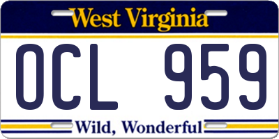 WV license plate OCL959