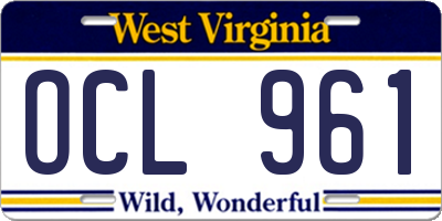 WV license plate OCL961