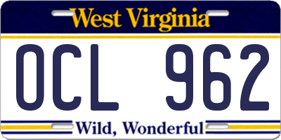 WV license plate OCL962