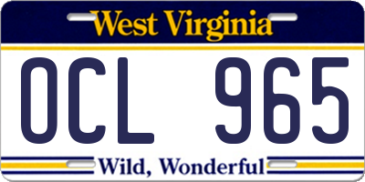 WV license plate OCL965
