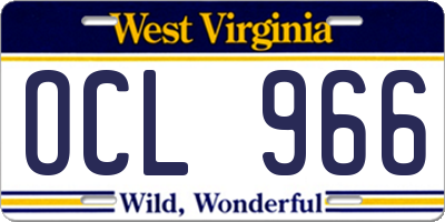 WV license plate OCL966