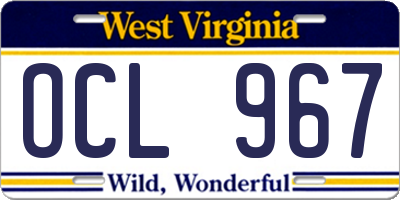 WV license plate OCL967