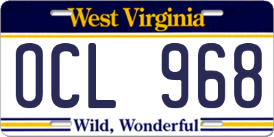 WV license plate OCL968