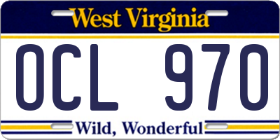 WV license plate OCL970