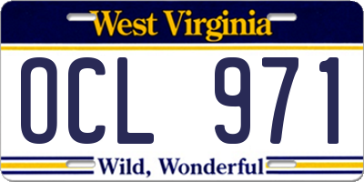 WV license plate OCL971