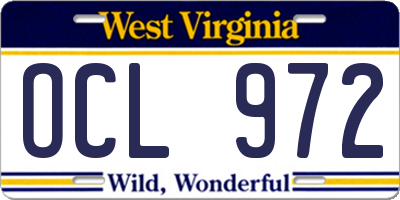 WV license plate OCL972