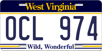 WV license plate OCL974