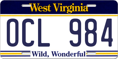 WV license plate OCL984