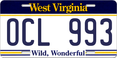WV license plate OCL993