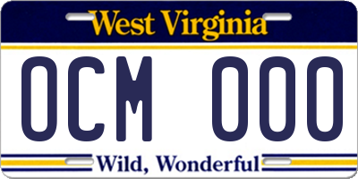 WV license plate OCM000