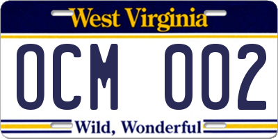 WV license plate OCM002