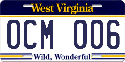 WV license plate OCM006