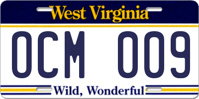 WV license plate OCM009
