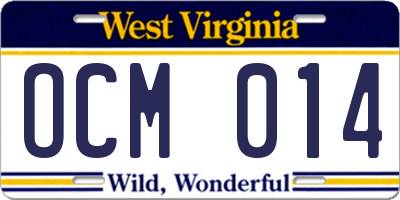 WV license plate OCM014