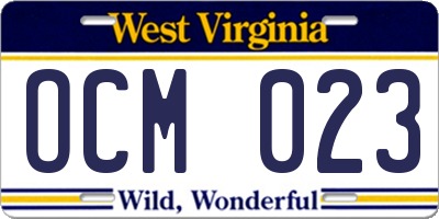 WV license plate OCM023