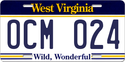 WV license plate OCM024