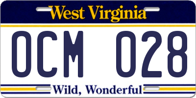 WV license plate OCM028