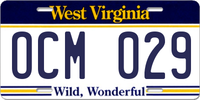 WV license plate OCM029