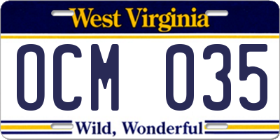 WV license plate OCM035