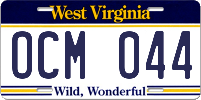 WV license plate OCM044