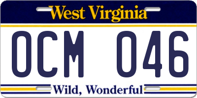 WV license plate OCM046