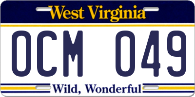 WV license plate OCM049