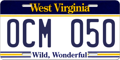 WV license plate OCM050