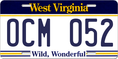 WV license plate OCM052