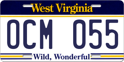 WV license plate OCM055