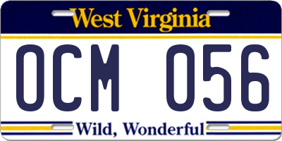 WV license plate OCM056