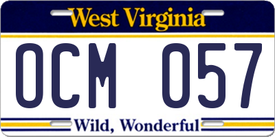 WV license plate OCM057