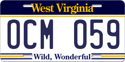 WV license plate OCM059