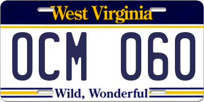 WV license plate OCM060