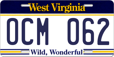 WV license plate OCM062