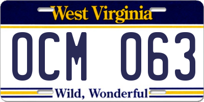 WV license plate OCM063