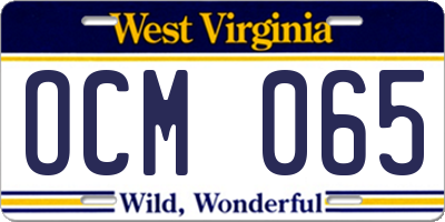 WV license plate OCM065