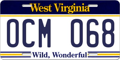 WV license plate OCM068