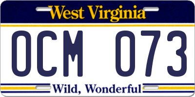 WV license plate OCM073