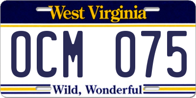 WV license plate OCM075