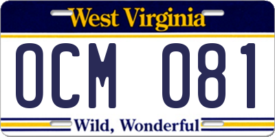 WV license plate OCM081