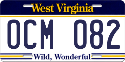 WV license plate OCM082