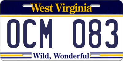 WV license plate OCM083