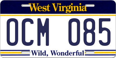 WV license plate OCM085