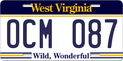 WV license plate OCM087