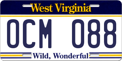 WV license plate OCM088
