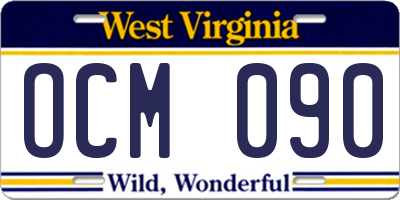 WV license plate OCM090