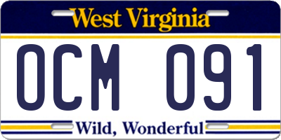 WV license plate OCM091