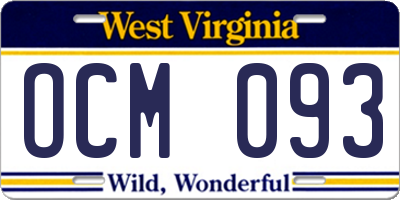 WV license plate OCM093
