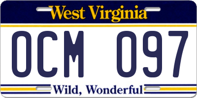 WV license plate OCM097